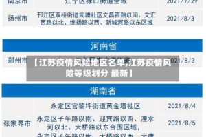 【江苏疫情风险地区名单,江苏疫情风险等级划分 最新】