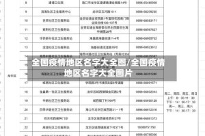 全国疫情地区名字大全图/全国疫情地区名字大全图片