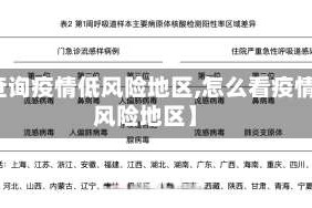【查询疫情低风险地区,怎么看疫情低风险地区】