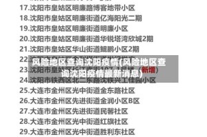 风险地区查询沈阳疫情(风险地区查询沈阳疫情最新消息)