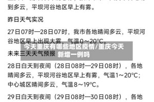 今天重庆有哪些地区疫情/重庆今天新增一例吗
