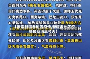 【搜索新疆各地区疫情,新疆各地区疫情最新消息今天】